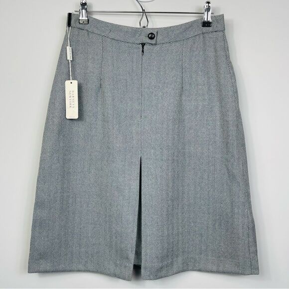 Barney’s New York NWT Gray Herringbone Wool Angora A-Line Pleated Skirt Italy 8 - Picture 4 of 15